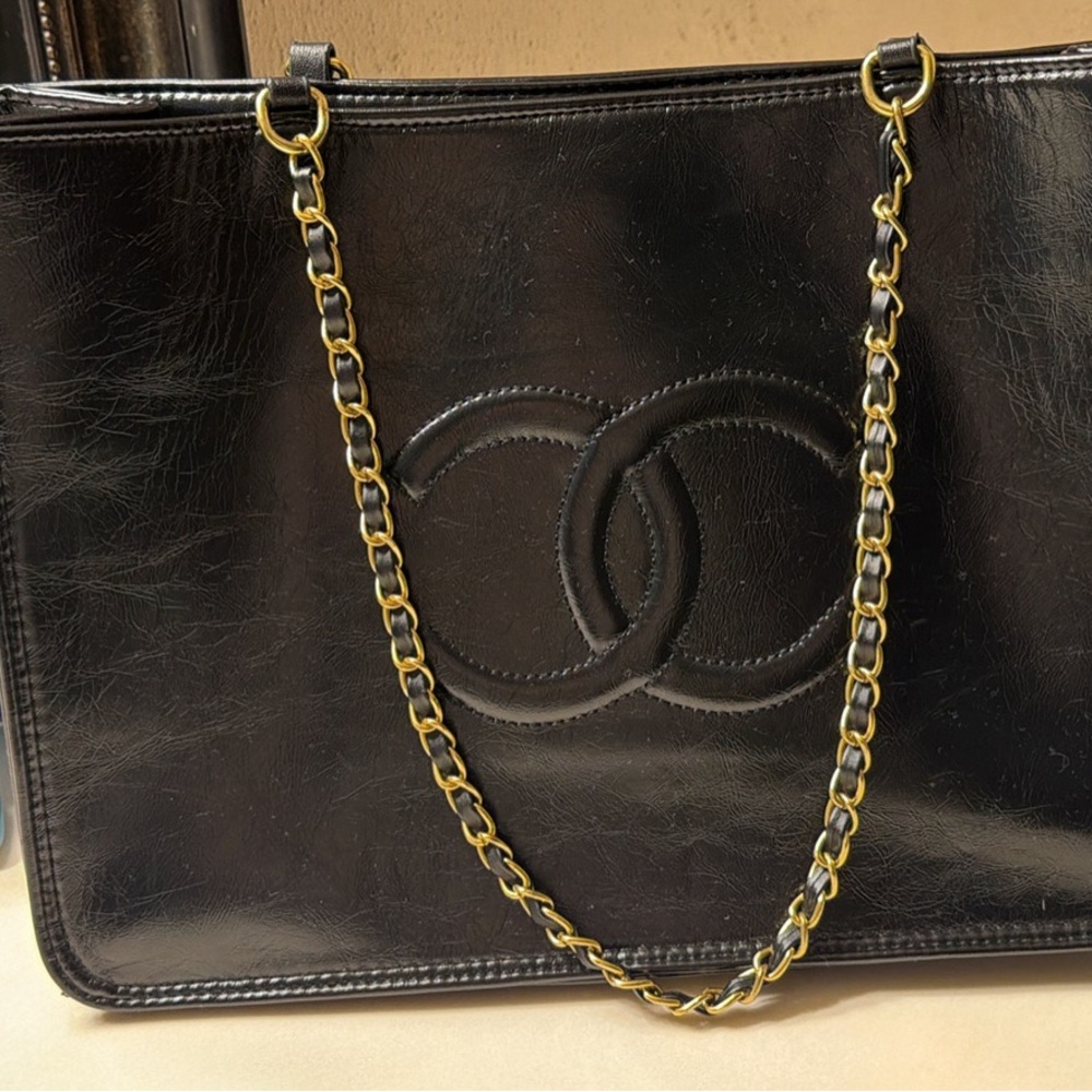 Black CC shopper tote dupe
